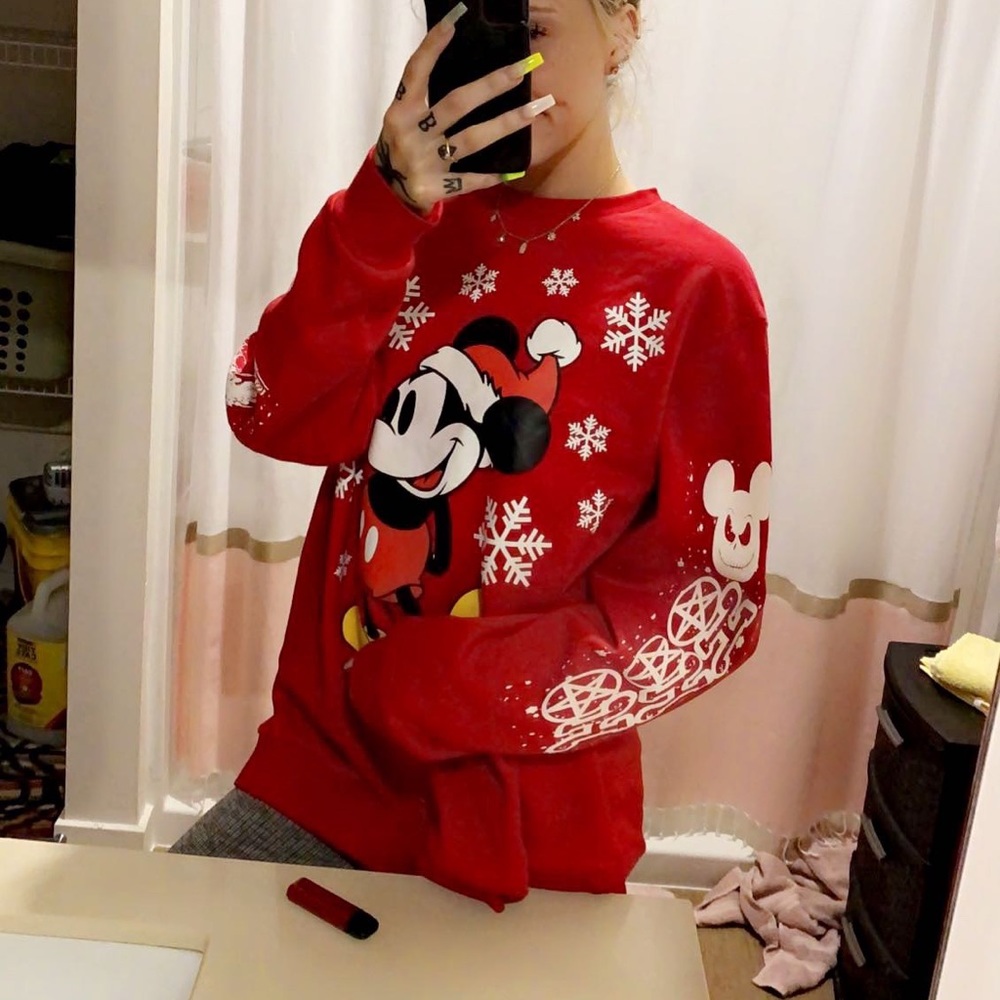 mickey mouse satan santa crewneck